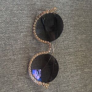 Chic Black and Gold Crystal Sunglasses